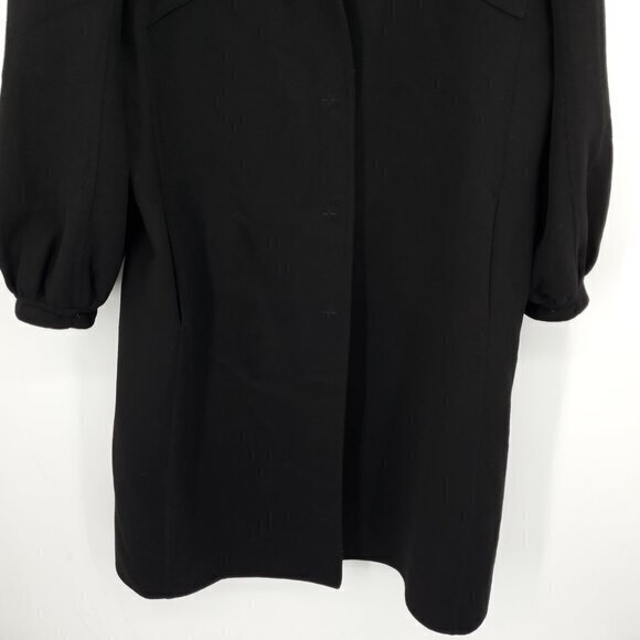 Marlowe 100% Cashmere Gathered Sleeve Minimal Peacoat 10 US/44 IT Black - Picture 12 of 15